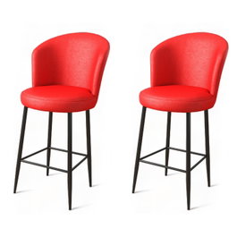 Hanah Home Uras Taburetes de Bar Rojo y Negro (Set de 2)